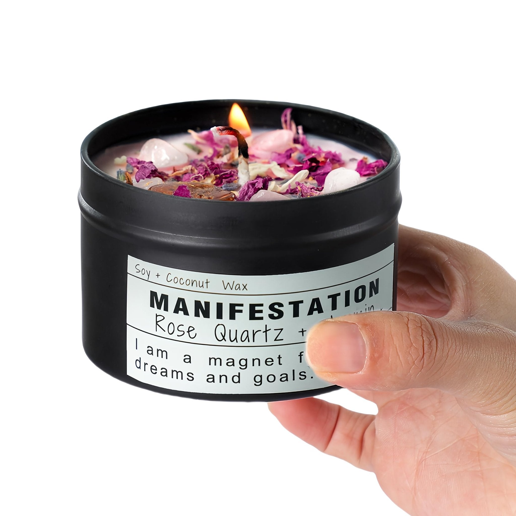 Obsidian Crystal Energy Candle, Good Aura Health Protection, Baltic Amber Chakra Magic Self - Care, Emotional Support, Encouragement and Affirmation Gift.(HEAL) - Velora