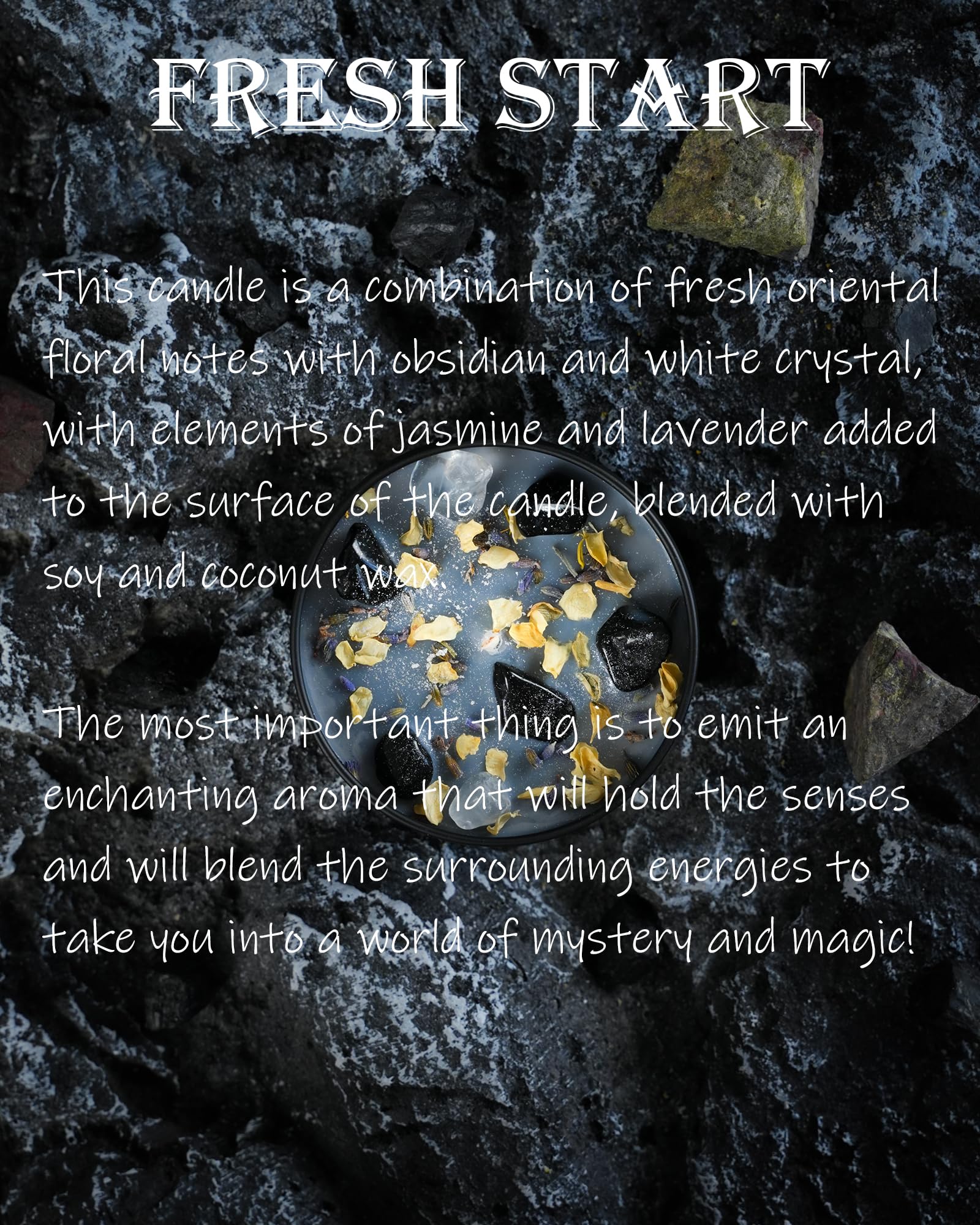 Obsidian Crystal Energy Candle, Good Aura Health Protection, Baltic Amber Chakra Magic Self-Care, Emotional Support, Encouragement and Affirmation Gift.(HEAL) - Velora