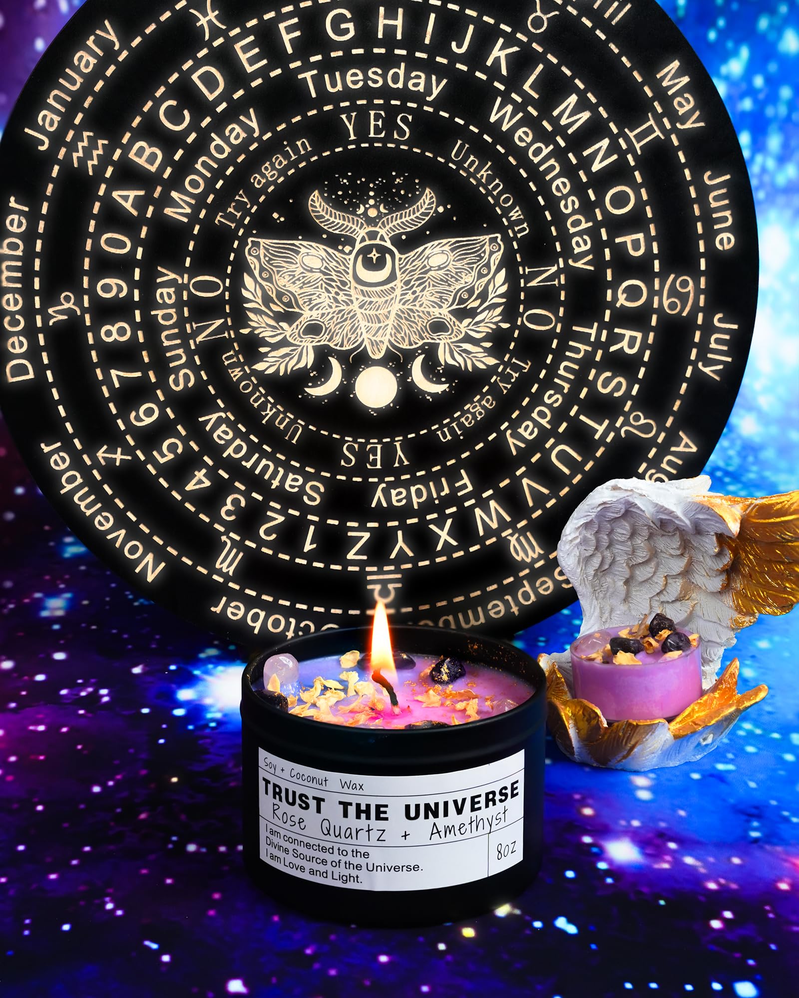 Obsidian Crystal Energy Candle, Good Aura Health Protection, Baltic Amber Chakra Magic Self-Care, Emotional Support, Encouragement and Affirmation Gift.(HEAL) - Velora