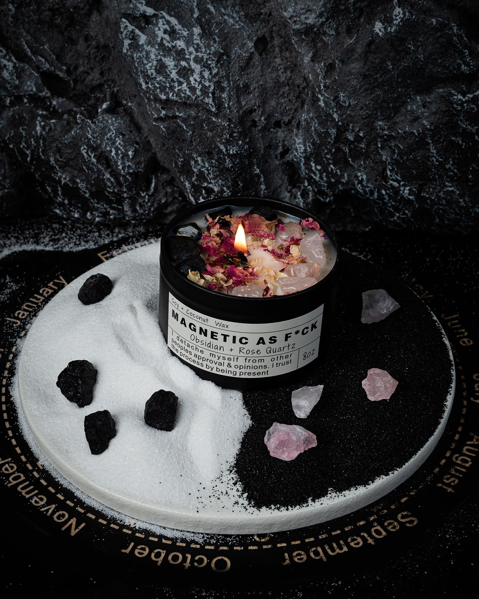 Obsidian Crystal Energy Candle, Good Aura Health Protection, Baltic Amber Chakra Magic Self-Care, Emotional Support, Encouragement and Affirmation Gift.(HEAL) - Velora