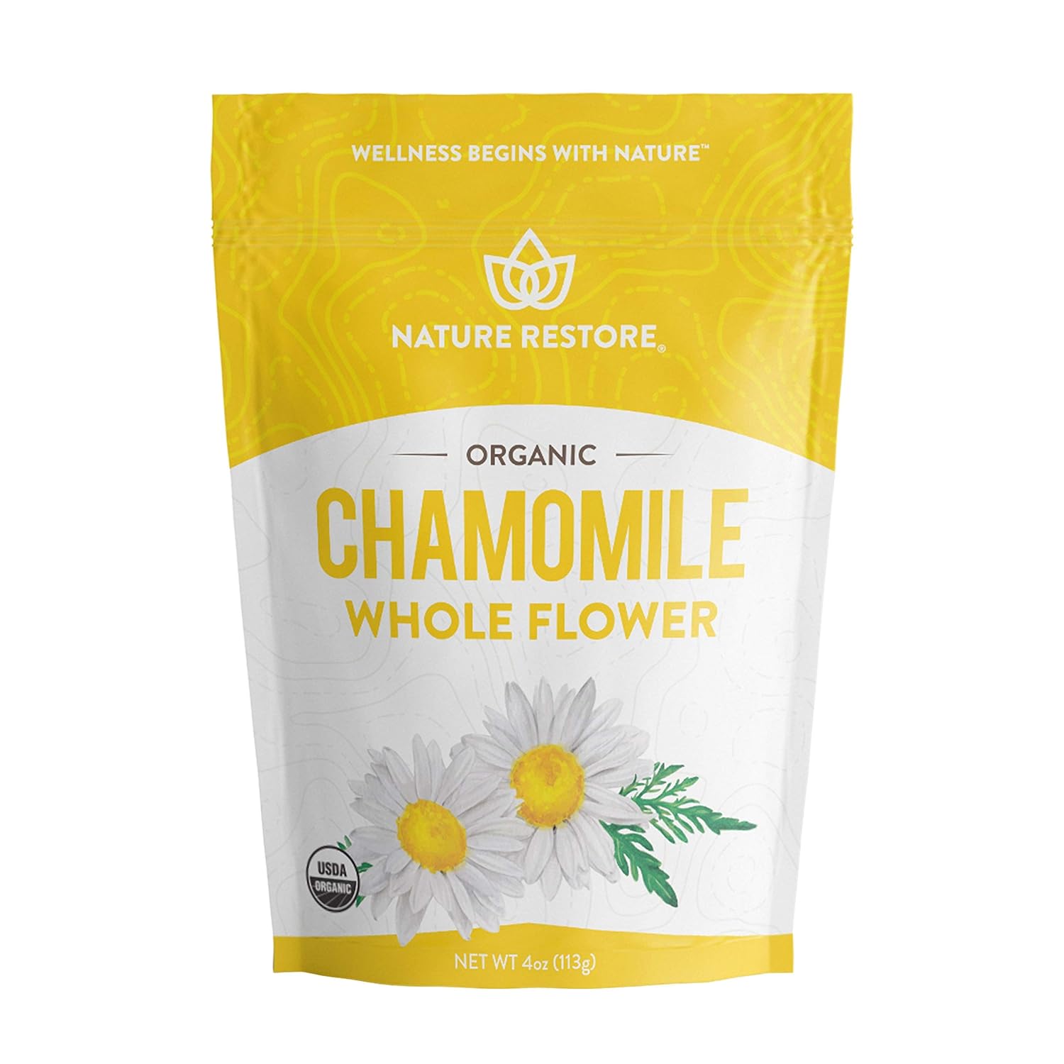 Organic Chamomile Whole Flower, Loose Leaf, Tea Leaves, 4oz (Packaging may vary) - Velora