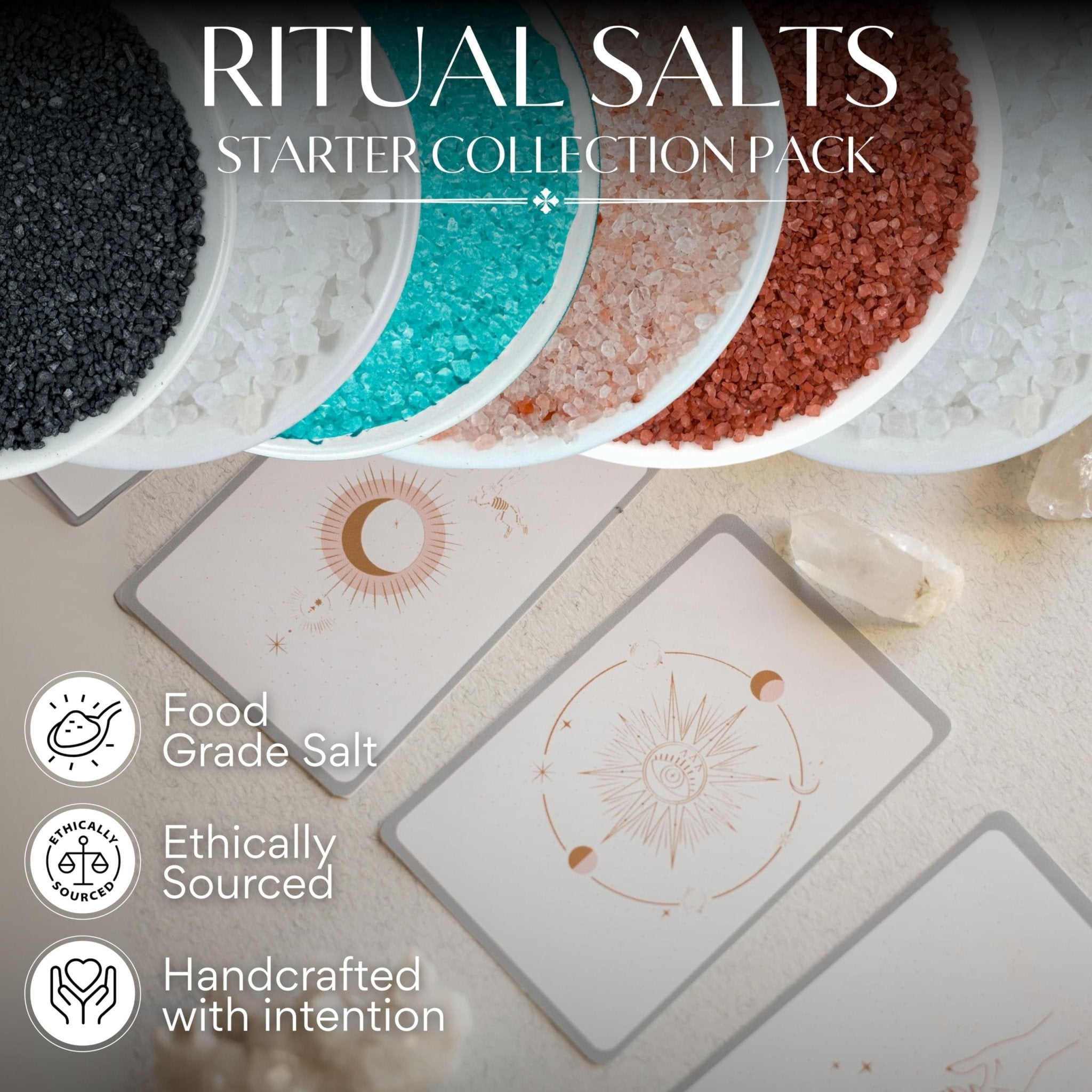 Ritual Salt Starter Collection Pack for Ceremony and Spell – Handcrafted Negative Energy Protection Crystals for Witchcraft Supplies – Witches & Wiccan - Velora
