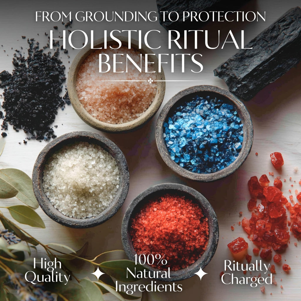 Ritual Salt Starter Collection Pack for Ceremony and Spell – Handcrafted Negative Energy Protection Crystals for Witchcraft Supplies – Witches & Wiccan - Velora