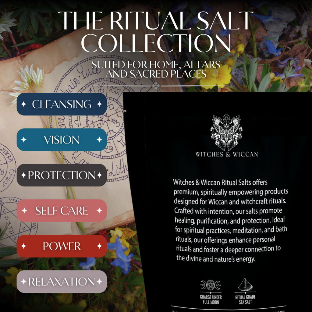 Ritual Salt Starter Collection Pack for Ceremony and Spell – Handcrafted Negative Energy Protection Crystals for Witchcraft Supplies – Witches & Wiccan - Velora