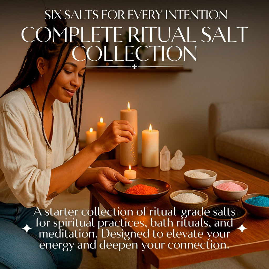 Ritual Salt Starter Collection Pack for Ceremony and Spell – Handcrafted Negative Energy Protection Crystals for Witchcraft Supplies – Witches & Wiccan - Velora