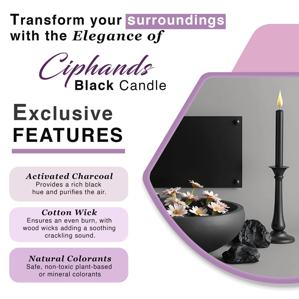 Set of 20 Black Spell & Chime – Premium Mini Taper Candles for Rituals, Prayer, Birthdays, Meditation, Altar - 4 Inch Tall, Unscented. (Black, 20) - Velora