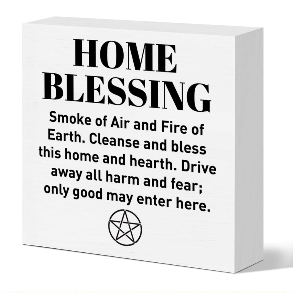Witch Desk Decor Home Blessing Wooden Box Sign Witchy Sign for Gothic Home Kitchen Fireplace Wicca Magic Decor Witchcraft Lover Housewarming Gifts for New House - Velora