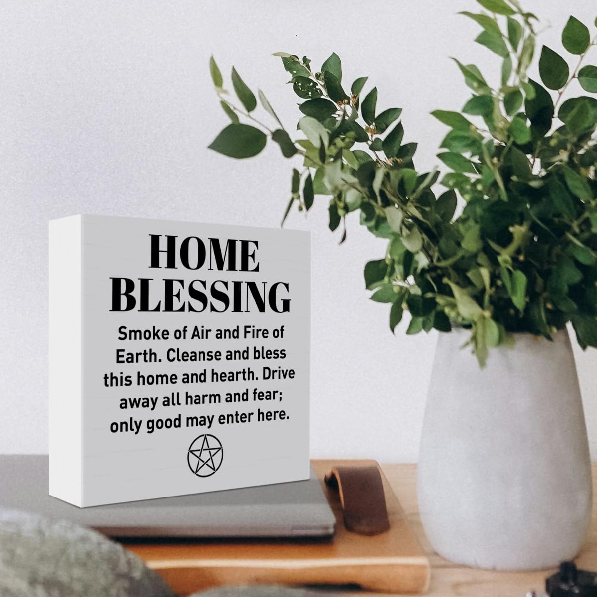 Witch Desk Decor Home Blessing Wooden Box Sign Witchy Sign for Gothic Home Kitchen Fireplace Wicca Magic Decor Witchcraft Lover Housewarming Gifts for New House - Velora