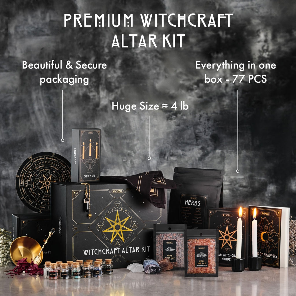 Wyspell Large Witchcraft Kit 77 PCS - Witch Altar Spell Set - Wiccan Supplies and Tools - Witch Kit for Beginners with Witchcraft Supplies - Witchy Gift - Velora
