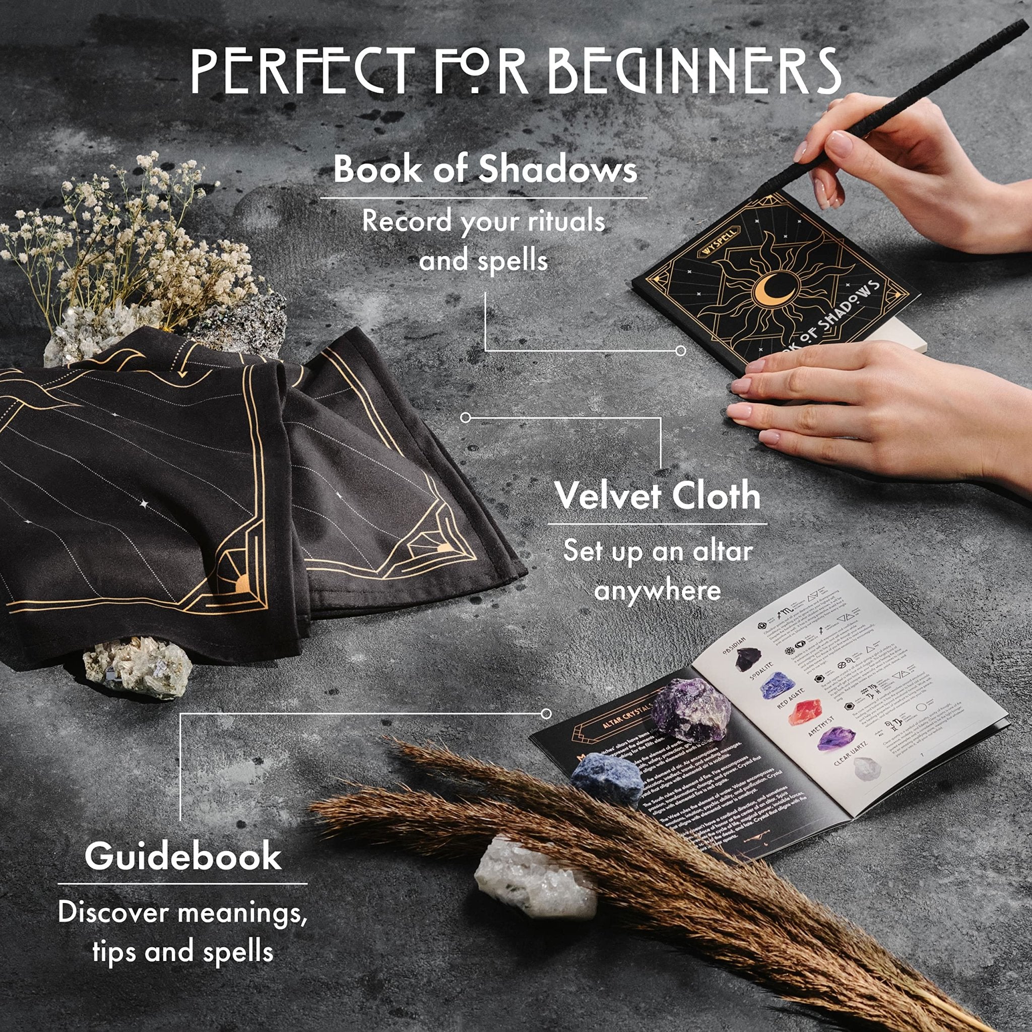 Wyspell Large Witchcraft Kit 77 PCS - Witch Altar Spell Set - Wiccan Supplies and Tools - Witch Kit for Beginners with Witchcraft Supplies - Witchy Gift - Velora
