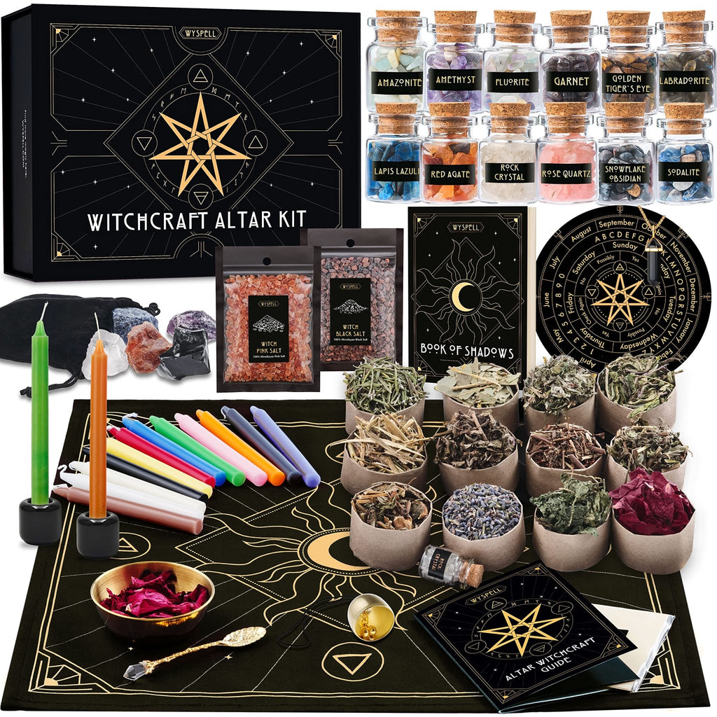 Wyspell Large Witchcraft Kit 77 PCS - Witch Altar Spell Set - Wiccan Supplies and Tools - Witch Kit for Beginners with Witchcraft Supplies - Witchy Gift - Velora